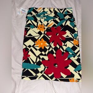 LuLaRoe Orange and Teal Floral Cassie skirt